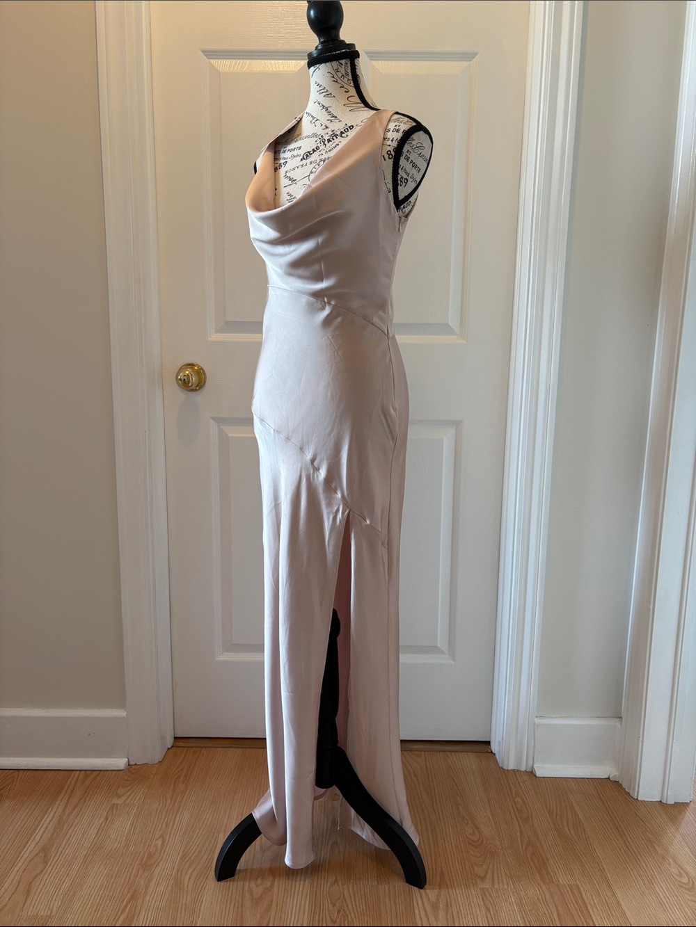 Hello Molly Blush Satin Cowl Maxi Dress with Side Slit - Picture 4 of 10